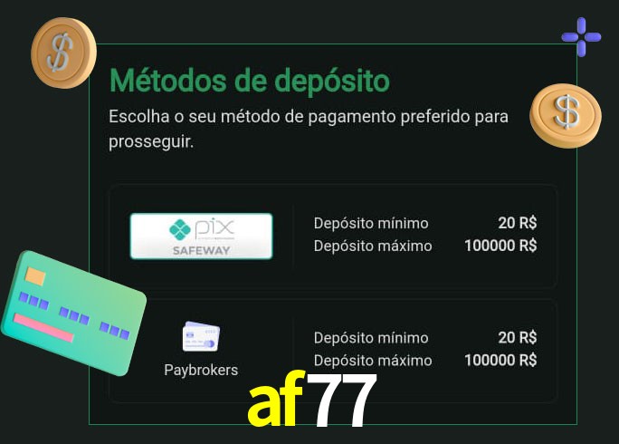 O cassino af77 oferece uma grande variedade de métodos de pagamento